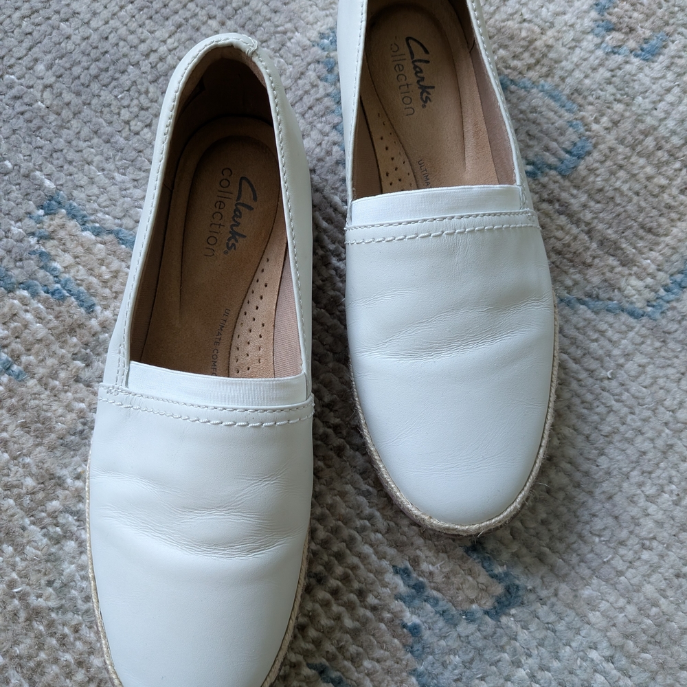 Clarks Cream Slip-On Shoes